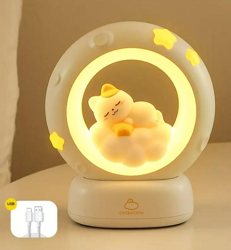 Sleeping Cat LED Night Lamp with Touch Control